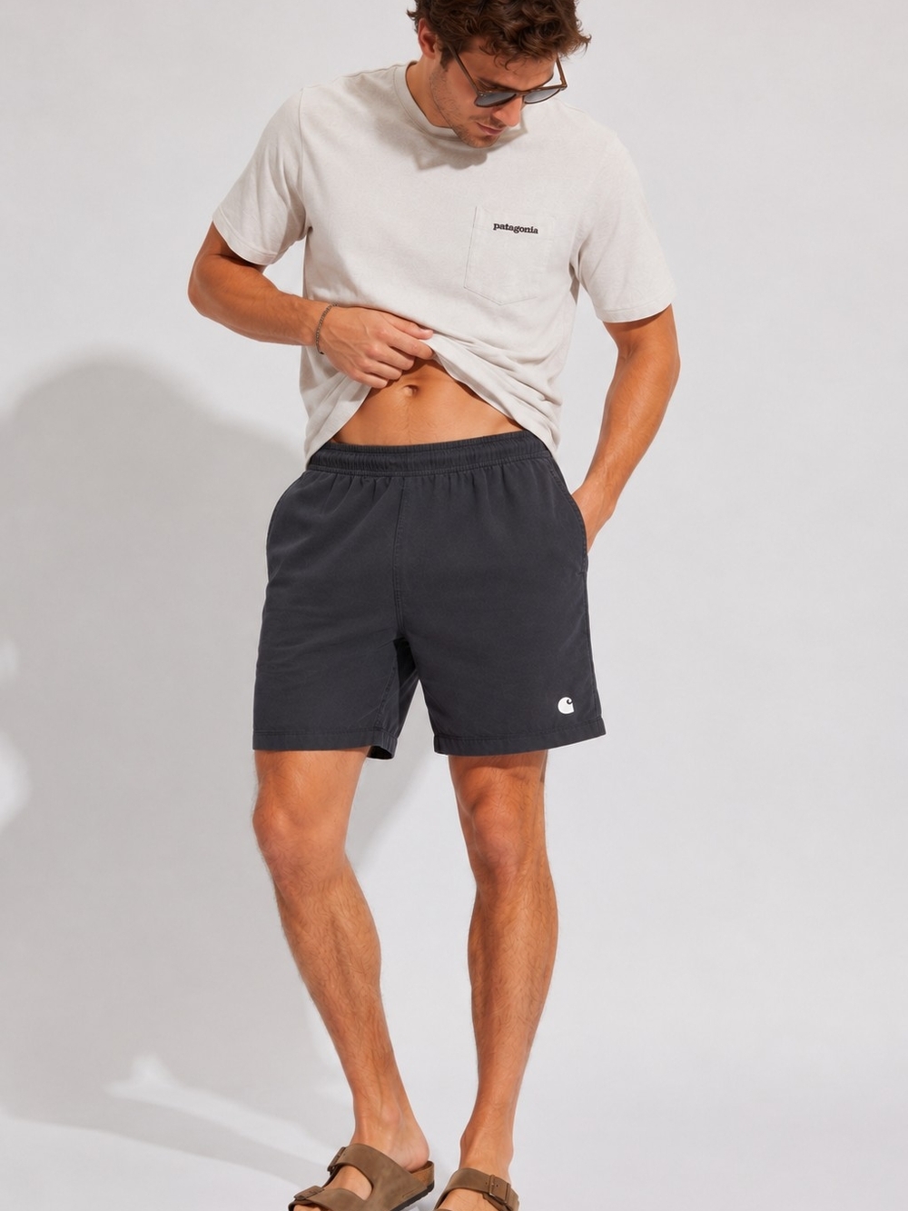 Carhartt Men's Navy Elastic-Waist Athletic Shorts